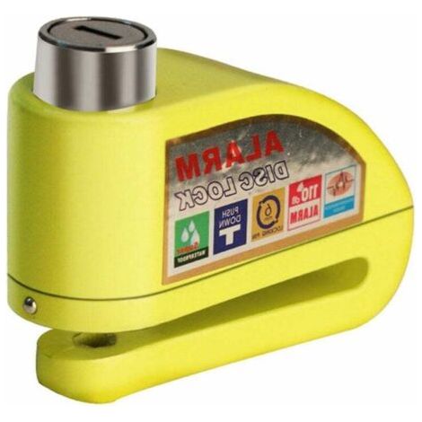 Pair Antivol, adapté à tous types de deux-roues, avec alarme 110dB, bloque disque avec fil, jaune (1/4)