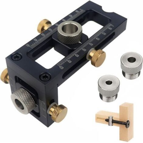 Gabarit de goujonnage pour le travail du bois,localisateur de perforateur réglable pour le travail du bois 2-en-1, jeu de forets pour le travail du bois à 4 trous 6/10mm pour vis d'armoire