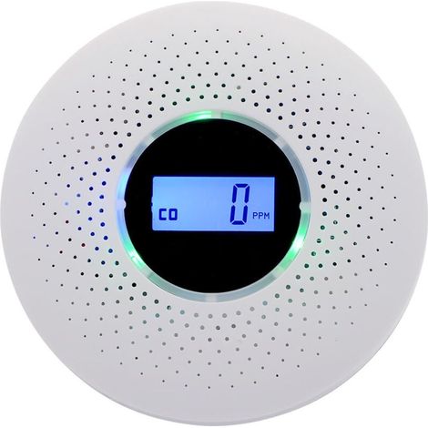 Détecteur de fumée, détecteur combiné de fumée et de monoxyde de carbone, alarme à piles avec signal sonore et affichage numérique (1/5)