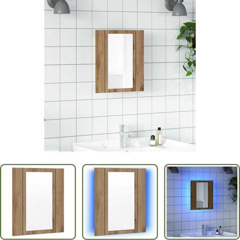 Badezimmer-Spiegelschrank - LED-Spiegelschrank Artisan-Eiche 40x12x45 cm Holzwerkstoff (1/5)