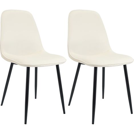 Set di 2 sedie da pranzo eleganti e minimaliste in velluto crema con struttura in metallo nero 100007570
