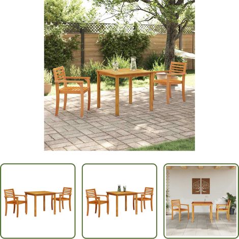 Holz Tisch - Garten Essgruppe 3 pcs Braun Massivholz Akazie (1/5)