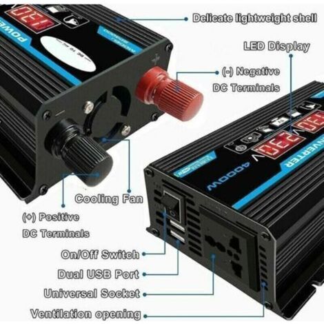 Convertisseur Pur Sinus 12V vers 220V 300W, Onduleur Onde Sinusoïdale Pure avec Prise EU, Port USB, Port Type-C et Écran LCD (1/3)