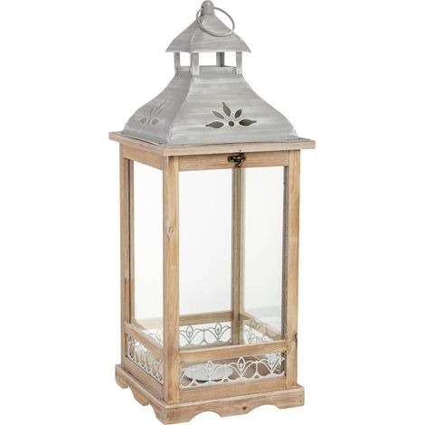 Farol de madera 23.5x23.5x61h cm