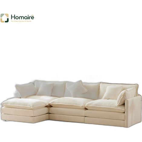 Canapé en velours beige 283 x 147 x 84 cm HOMAIRE (1/5)