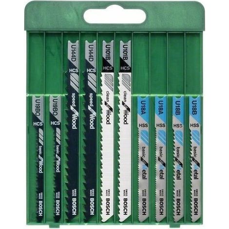 Bosch Stichsägeblatt-Set U-Schaft, 2x U 101 B/U 144 D/U 19 BO/U 18 A/U 18 B 10-tlg. - 2609256776 (1/2)