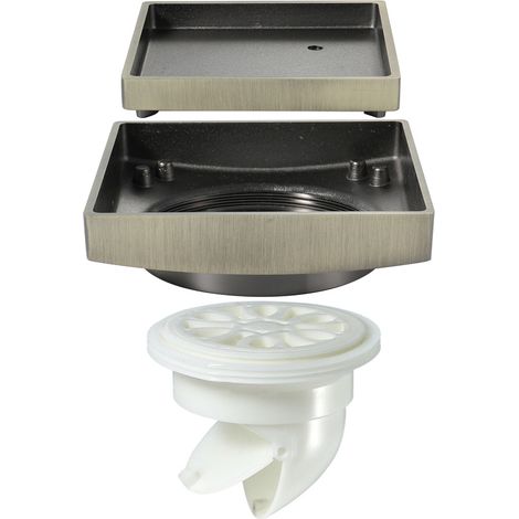 Bonde de douche invisible en laiton, bonde de douche carrée de 11,6 x 11,6 cm avec couvercle, crépine et noyau désodorisant en ABS.