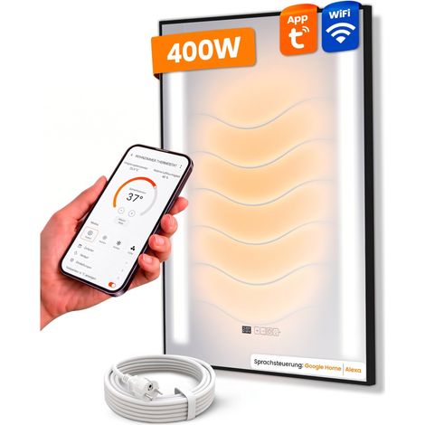 Dalsys Infrarot Spiegelheizung Wandmontage - 80x60cm 400W Schwarz (1/5)