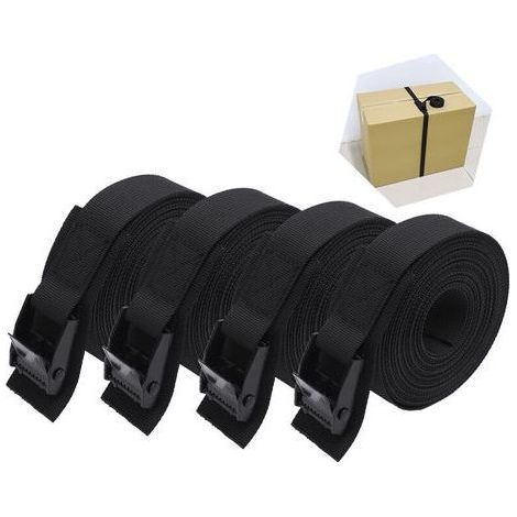 Sangle d'arrimage courte rembourrée 25cm – Boucle de serrage pour fixation sécurisée – Polyester robuste – Lot de 4 pièces (1/5)