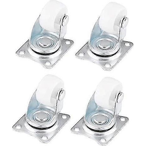 Roulettes pivotantes, lot de 4 roulettes universelles à plaque de 2,5 cm (1 pouce), blanches, pour meubles, chariots, valises et chaises. (1/5)
