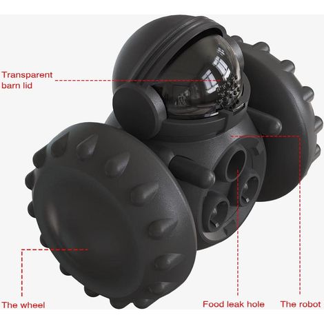 Jouet distributeur de nourriture éducatif en forme de voiture d'équilibre non électrique pour chiens et chats, noir (1/4)