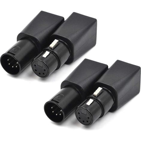Adaptateurs XLR mâle/femelle 5 broches vers RJ45, convertissant Ethernet CAT-5 en DMX512, lot de 4, adaptés aux applications musicales et audio. (1/4)