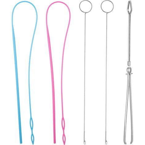 Kit per cucire a occhielli da 6 pezzi, comprendente un uncinetto per girare gli occhielli, un infila-cordoncino flessibile, una pinzetta in metallo e un lungo strumento per girare gli occhielli con bl (1/5)