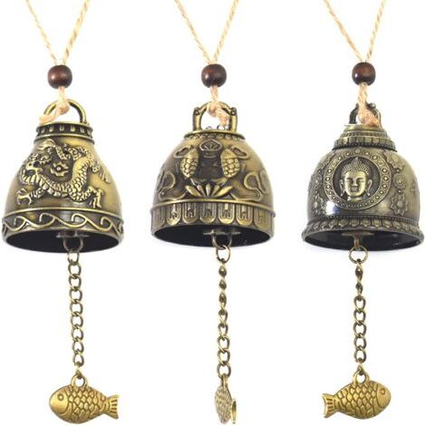 Vintage Fengshui Bell, 3pcs Métal Carillons Éoliens Vintage Dragon Bénédiction Statue de Bouddha Carillon Chinois Traditionnel Carillon À Vent pour Jardin Intérieur Extérieur Décoration Maison (1/5)