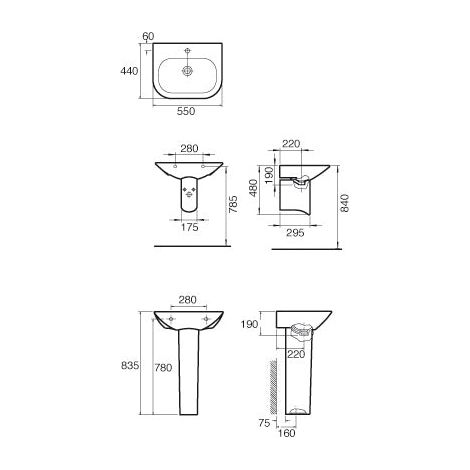 SANITANA NEXO Lavabo Mural 55 Blanco Brillo - ref: S10075317200000