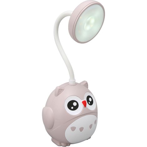 Lampe de bureau LED pour étudiant, porte-stylo, ventilateur de rangement, veilleuse, lampe hibou USB, n° 2, grise (1/5)