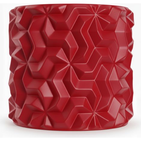 Cache-pot rouge à motif géométrique 3D pour plantes en mezzanine (1/3)
