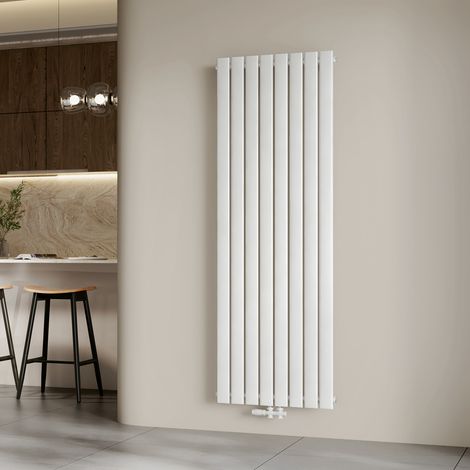 EMKE Heizkörper Flach Design Paneelheizkörper Mittelanschluss Vertikal, Einlagig, Weiß, 180x54 cm, 1107 W Warmwasser Zentralheizung