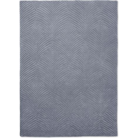 Tapis salon et chambre en laine 120x180 bleu et gris fait à la main (1/5)