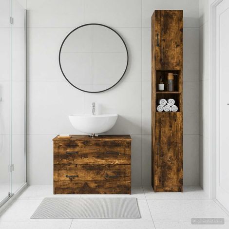 vidaXL 2 Piece Bathroom Cabinet Set UTRECHT Smoked Oak Engineered Wood (1/5)