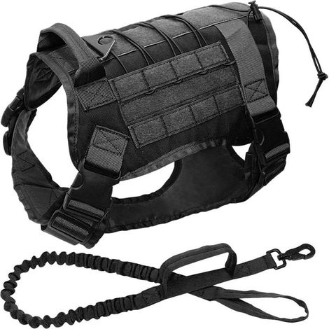Militaire Tactique Chien K9 Chien De Travail Gilet en Nylon Bungee Laisse Service Chien Formation Militaire Chasse pour Medium Gros Chiens (1/5)