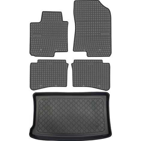 Hyundai i20 II Hatchback (12/2014-07/2020) - Juego de alfombrillas de goma para coche + alfombrilla para maletero (1/5)