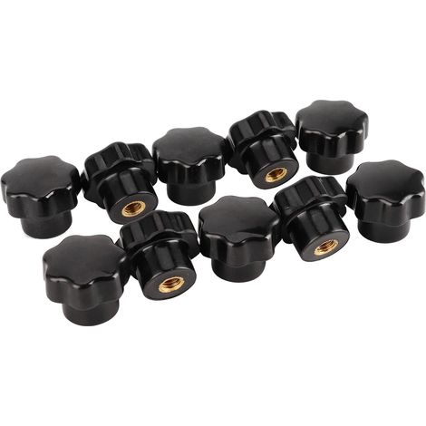 Lot de 10 écrous à molette avec poignée 7 étoiles et filetage femelle, noyau en laiton M6x25 pour machines-outils (1/5)