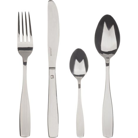 Ensemble Complet 24 Couverts - 6 cuillères - 6 fourchettes - 6 cuillères à Dessert - 6 Couteaux - Fabriqué en Acier Inoxydable Robuste - Finition Miroir - Facile à Nettoyer (1/2)