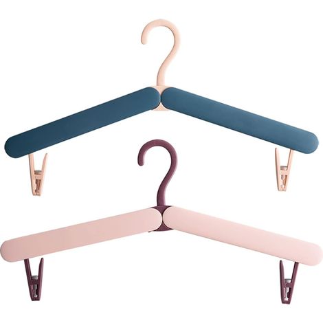 Cintres pliables Cintres pliables de voyage portables avec clips pour vêtements et manteaux, 2 pièces(rose bleu) (1/5)