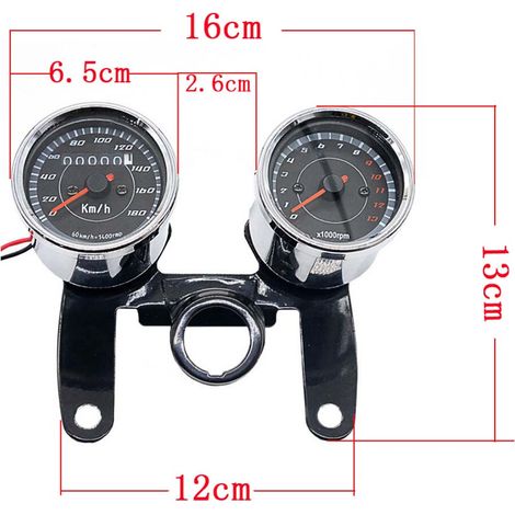 Compteur universel 2-en-1 à LED pour moto : odomètre et tachymètre avec rétroéclairage, indicateur de vitesse. (1/5)