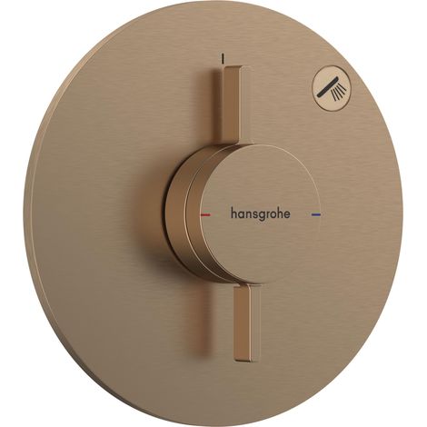 Mitigeur de douche encastré, Robinet douche rond 1 sortie, Mitigeur monocommande pour iBox universal 2, Bronze brossé, 75618140 (1/5)