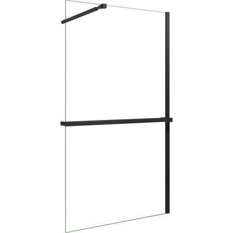 AICA Walk in Duschwand 120x200cm 8mm NANO ESG-Glas mit Schwarz 120cm Duschregal Handtuchhalter Duschtrennwand mit 73-120cm Stabilisator F084B (1/3)