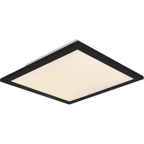 Plafoniera LED, metallo, nero opaco, 29,5x5x29,5 cm, Alpha (1/3)
