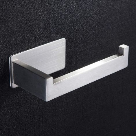 Porte-rouleau de papier toilette auto-adhésif - Porte-papier toilette en acier inoxydable pour salle de bain sans perçage brossé (1/4)