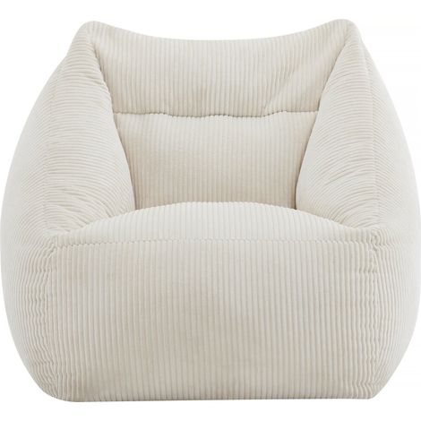 Pouf in velluto a coste "Medellin" - Beige - 85 x 85 x 72 cm (1/5)