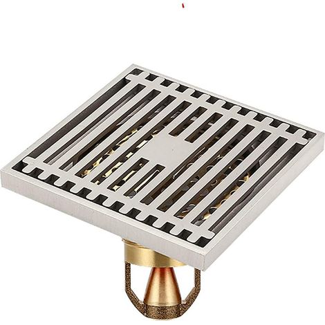 Filtre double couche en laiton pour siphon de sol carré pour cuisine, salle de bain, garage, garage, douche, attrape-cheveux, sous-sol, anti-refoulement carré (1/5)