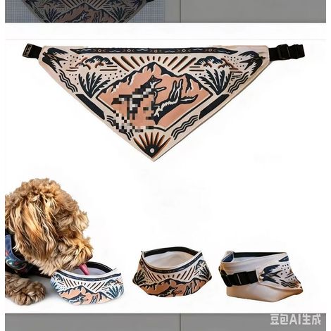 Reversible Dog Water Bandana Bowl - 2-in-1 Double-Sided Dog Water Bowl (as shown in picture A)