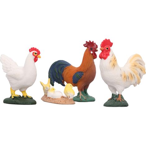 Set mit 4 künstlichen Bauernhof-Hühnerfiguren – Hahn, Henne, Küken, Deko-Tiere für die Osterparty (1/5)