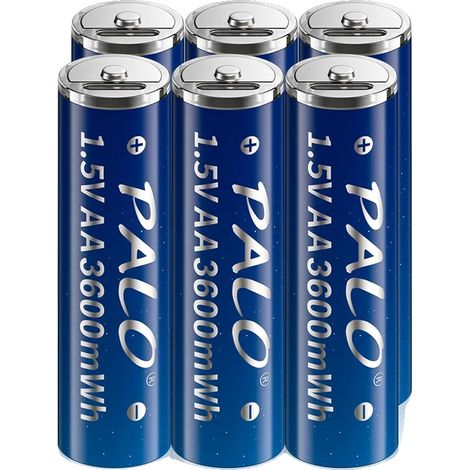 Batteries rechargeables lithium-ion, chargement USB Type C, puissance durable, 6PCS AA batterie (1/2)
