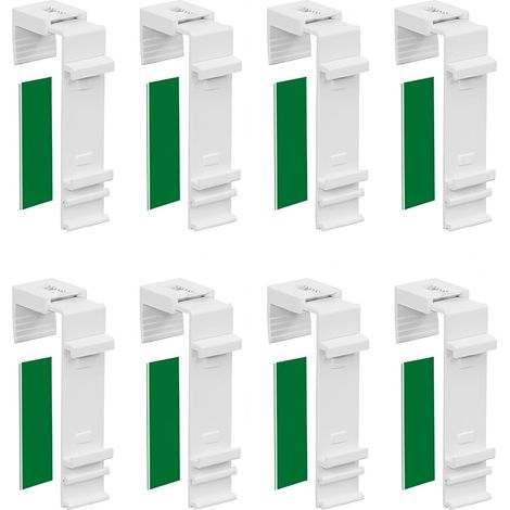 8 Pièces Support Store Enrouleur sans Percage, Fixation Store sans Percages, Supports de Serrage Longs pour Stores Double, Fixation et Collage San Perçage, Accessoire Pratique pour Fenêtres PVC (1/5)