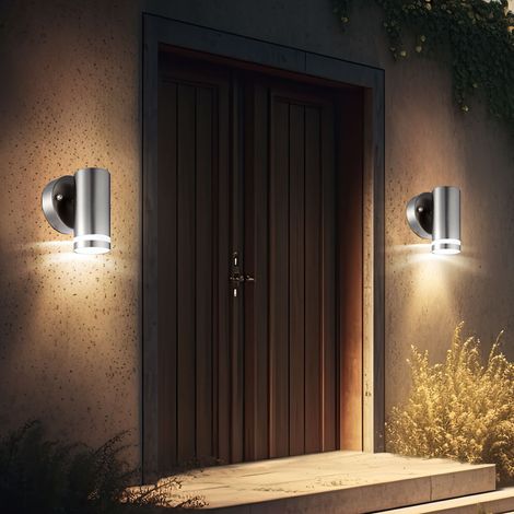 Außenwandlampe Fassadenleuchte LED Gartenlampe Haustürleuchte Edelstahl poliert, Kunststoff satiniert, 1W 100lm warmweiß, LxH 7,5x11 cm, 2er Set