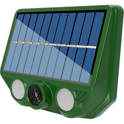 Répulsif solaire pour animaux – Répulsif pour oiseaux, écureuils Dissuasion à ultrasons d'extérieur avec détecteur de mouvement, lampes clignotantes LED, appareil de contrôle à énergie solaire (1/5)