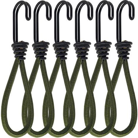 6 Pièces Tendeurs Caoutchouc avec Crochet, Crochet pour Tendeur Ou Sandow, Tendeur Elastique Caoutchouc, pour Bannières, Tentes, Sacs de Couchage, Bâches (1/5)