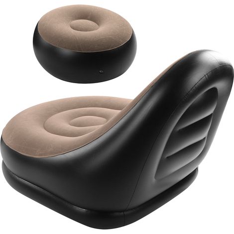 Canapé gonflable portable d'extérieur confortable en flocage, facile à gonfler et à dégonfler