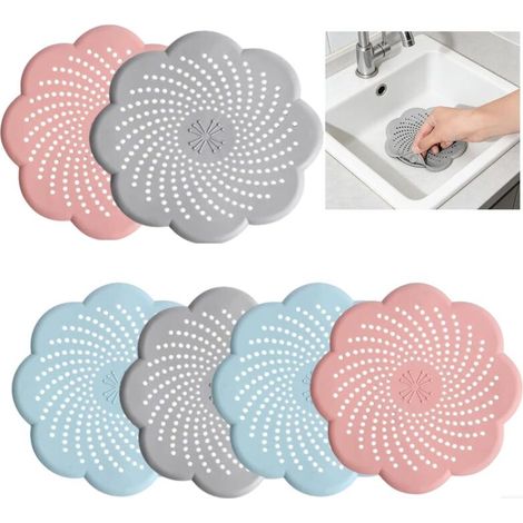 6PCS Protection de Drain. Filtre Evier de Cuisine avec Ventouse Filtre de Couverture de Drain de Baignoire Attrape Cheveux Douche pour Salle de Bain. Baignoire. Cuisine