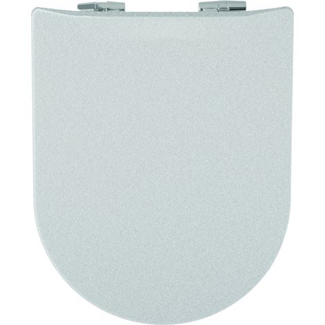 Abattant WC Wood Slim Argent Métal Brillant, descente assistée et déclipsable - Olfa (1/3)