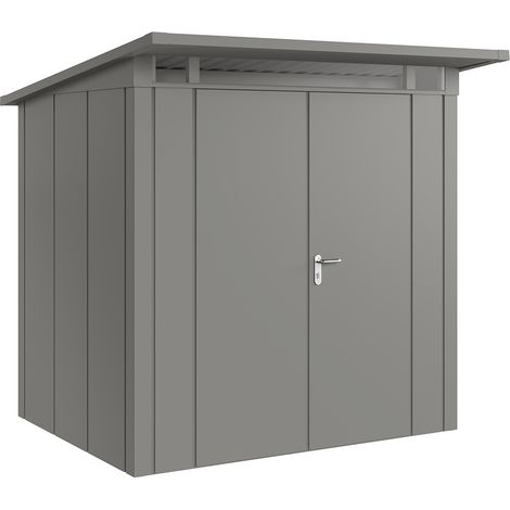 Hörmann Metall-Gerätehaus "Juno" mit Pultdach, JPD4 - Design, 214 x 166 cm (B x T), graualuminium, 2-flüglige Tür (1/5)