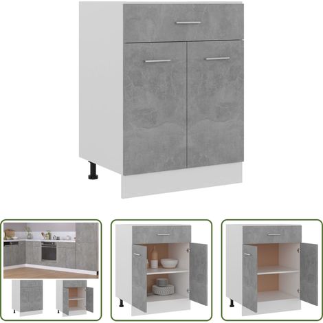 vidaXL Schubladenregal - Schubunterschrank Betongrau 60x46x81,5 cm Holzwerkstoff (1/5)