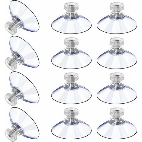 Ventouses en Plastique Ventouse Anti-Collision Transparente en Caoutchouc Vis Écrou en Métal Ventouse Solide en PVC Transparent Remplacement avec Écrou de Vis 12PCS (1/4)