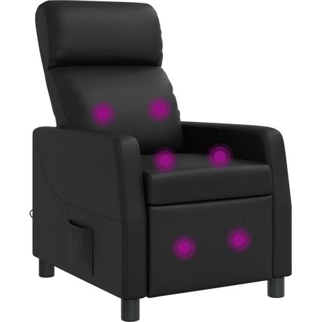 Massage Recliner Black Faux Leather vidaXL